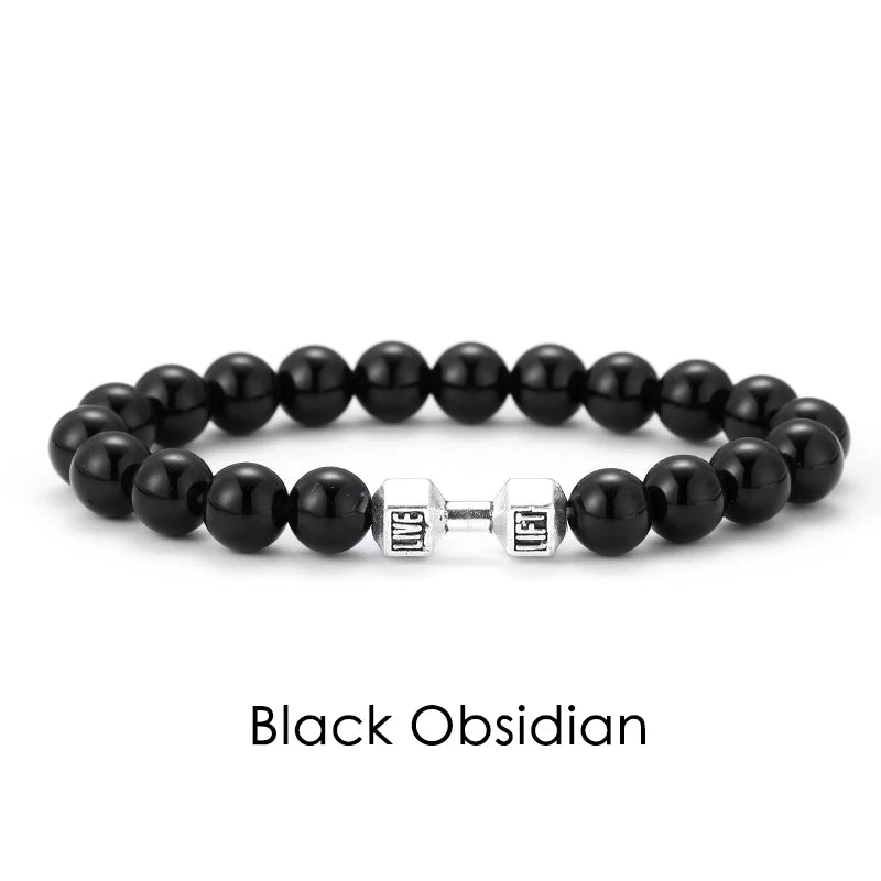 Natural Volcanic Stone Bracelet – Matte Black Lava Bead Fitness Bracelet for Men & Women