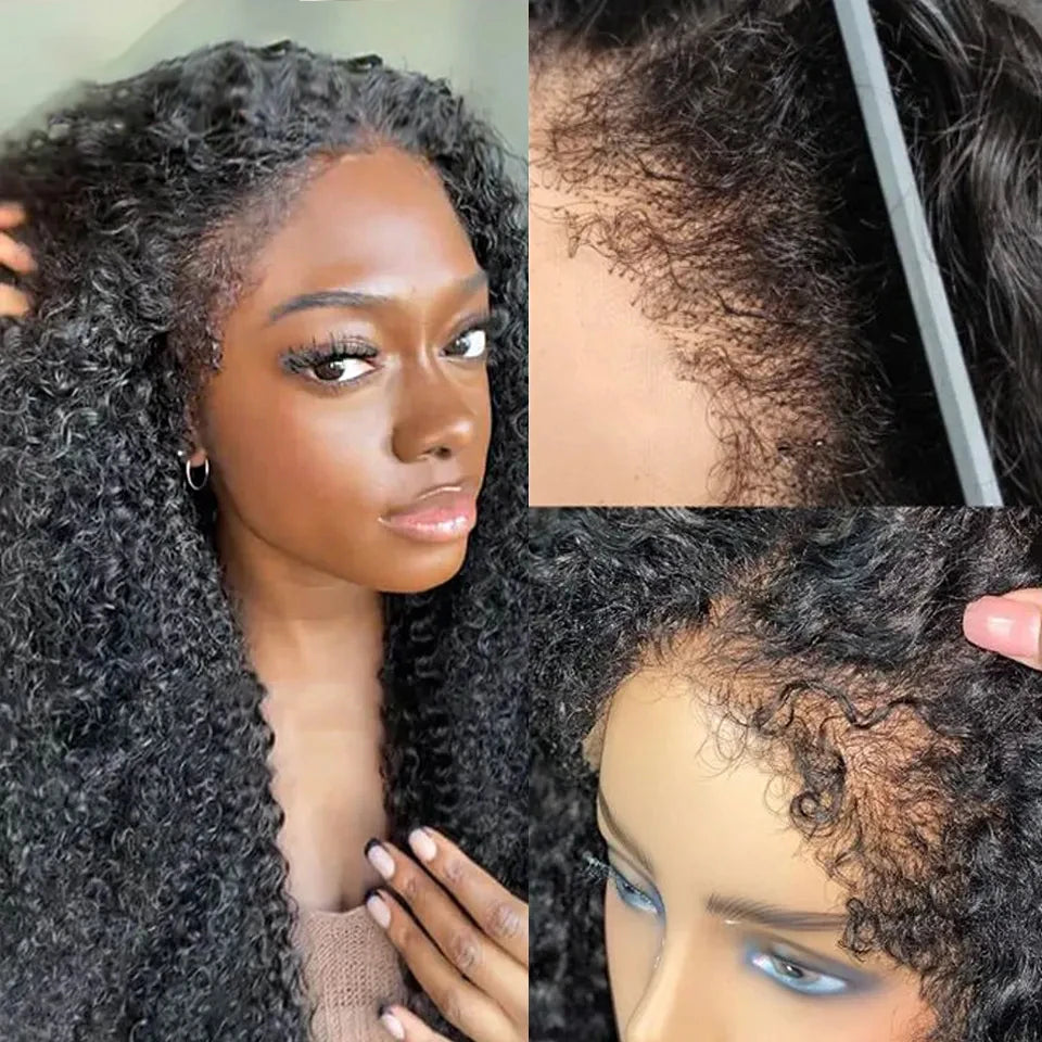 4C Edges Curly Human Hair Wigs Kinky Curly 13x6 HD Lace Frontal Wig 250% Deep Wave 13x4 Lace Front Human Hair Wigs on Sale
