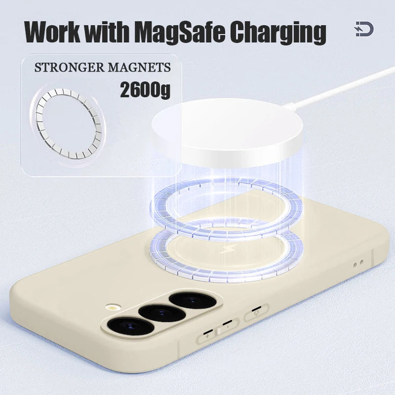 Magnetic Samsung Galaxy Phone Case – Soft MagSafe Wireless Charging Cover for S25, S24, S23, A56, A55, A16, A15
