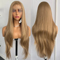 Blonde Highlights Lace Front Wig 13x4 Synthetic Long Silky Straight Wig for Women Mix Color Natural Looking Daily Wear Wigs