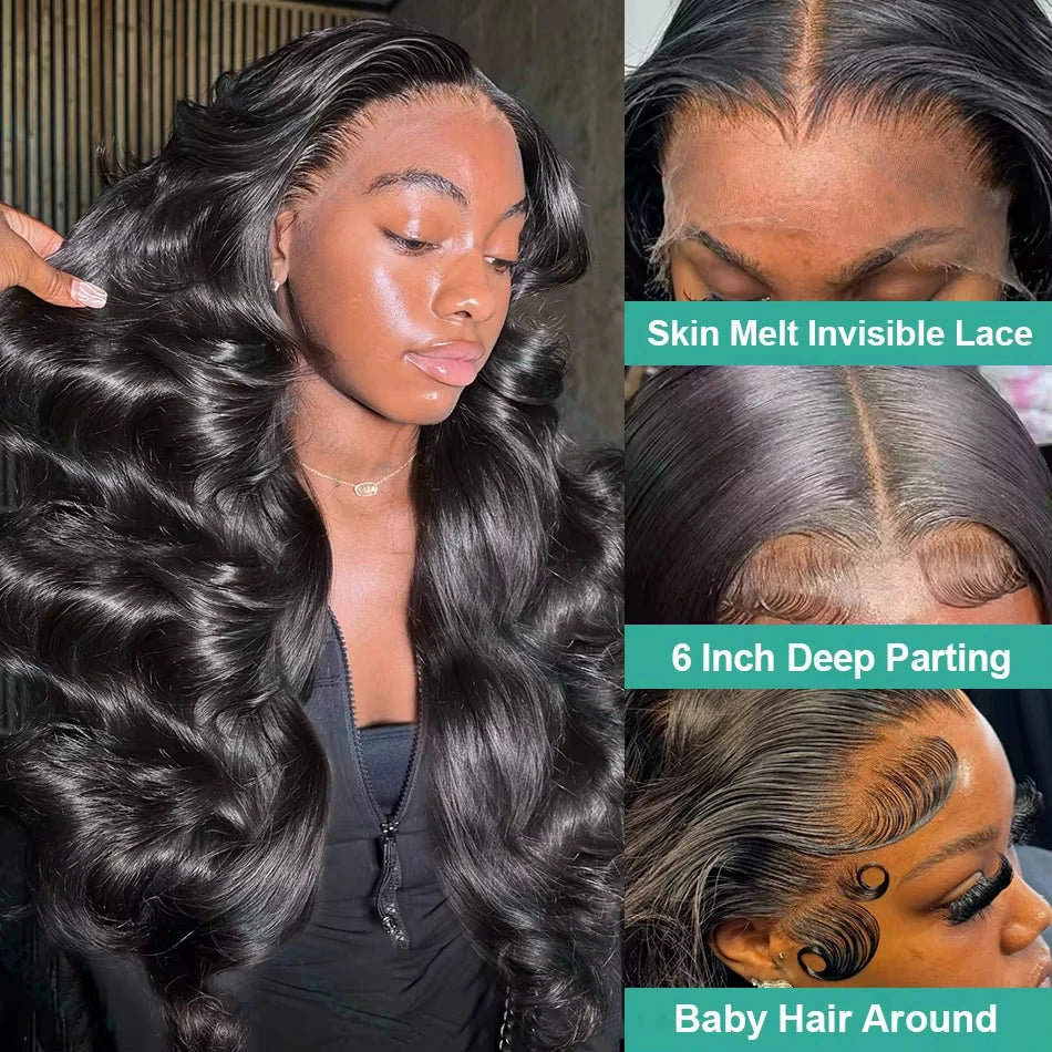 250 Density Natural Color Body Wave Human Hair Wigs 13X6 Hd Lace Frontal Wig 40 Inch Hd Lace Front Wigs Brazilian Hair For Women
