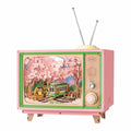 Robotime Rolife Sakura Dreamy Tour 3D Wooden Puzzle Music Box | LED Light & Moving Tram | Therapeutic DIY Gift for Teens & Adults