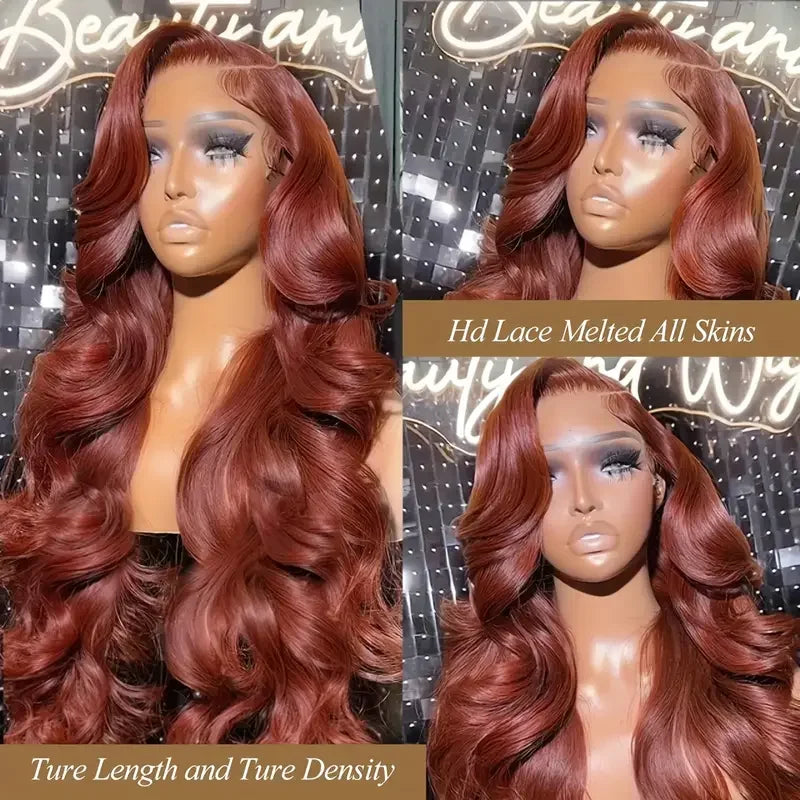 Reddish Brown 13x4 Body Wave Lace Frontal Human Hair Wigs Brazilian Virgin Remy Hair 13x6 Transparent Lace Front Wig For Women