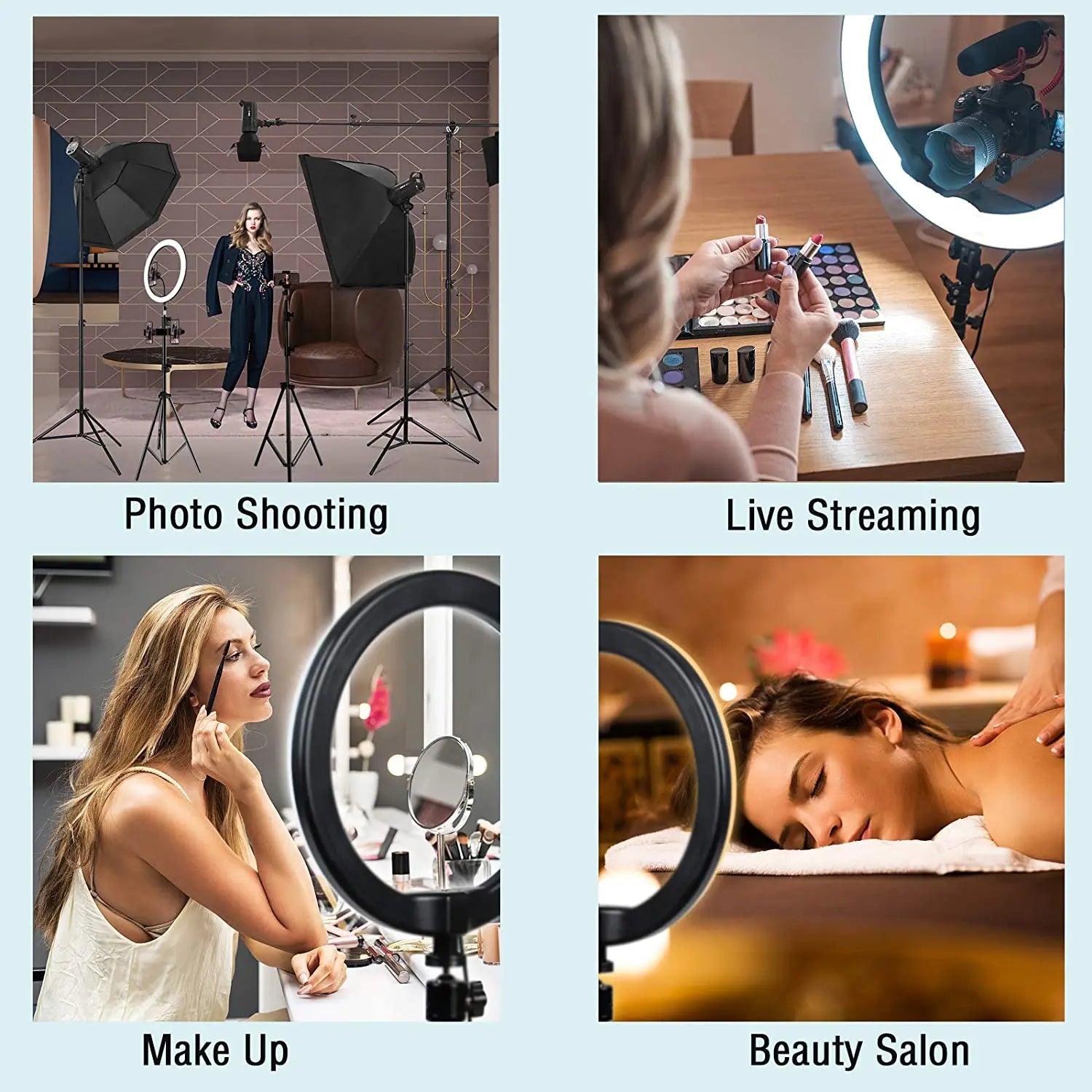 LED Selfie Ring Light 3 modes Dimmable Photography Lamp with 50cm Tripod Remote control For Phone Video Live Makeup Fill Light