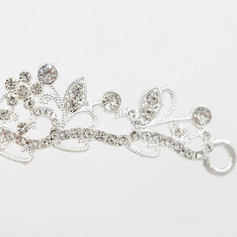 Korean Style Wedding Jewelry Set – Necklace, Earrings & Tiara for Women
