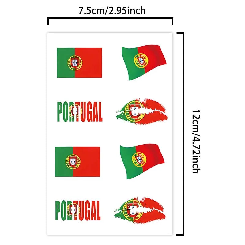 Portugal Flag Temporary Tattoo Sticker, Long-lasting Waterproof, Realistic Non-reflective Fake Tattoo, for Men and Women