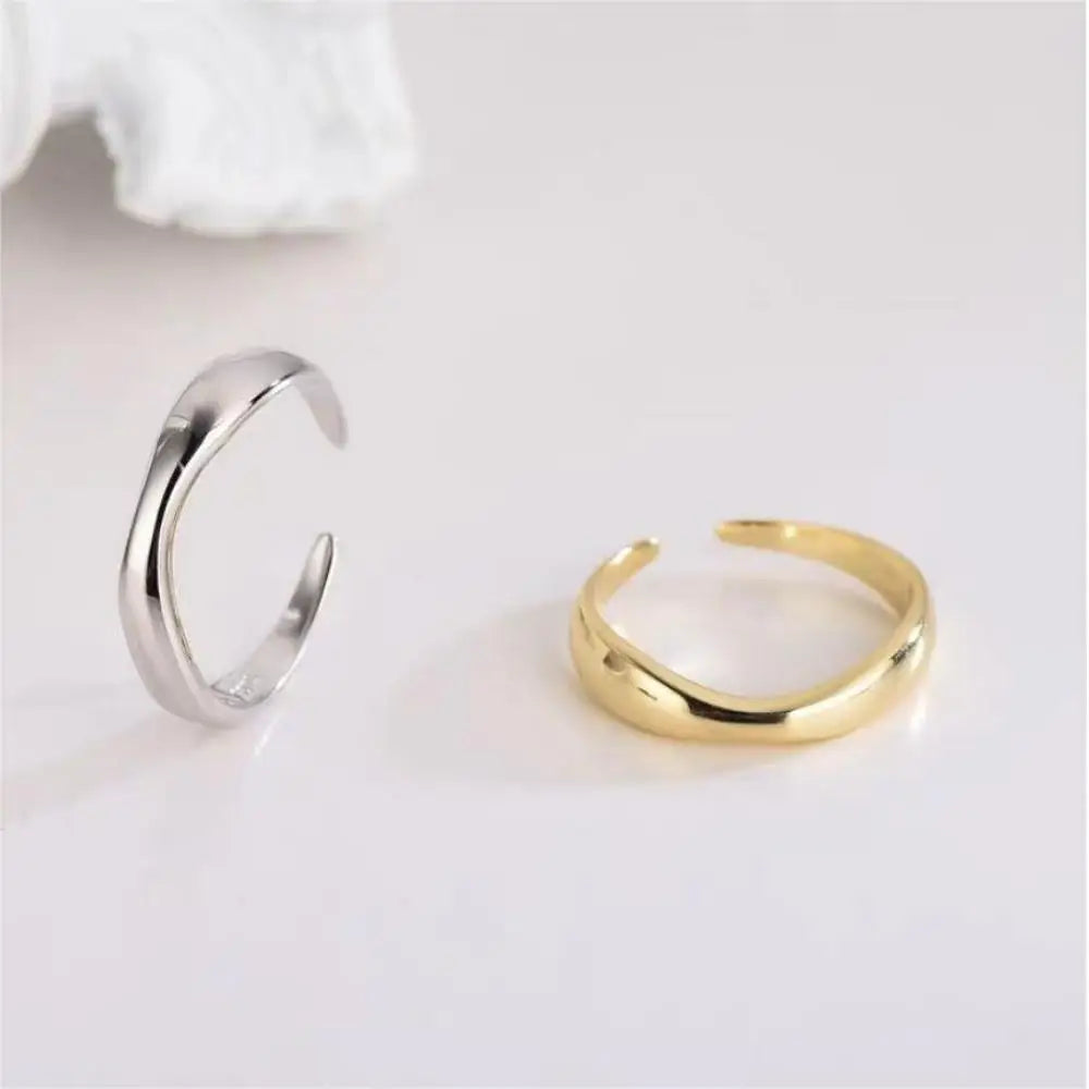 1/3 PCS Stackable Stainless Steels Adjustable Ripple Rings 18K Plated Gold Silver Minimalist Irregular Rings for Women Jewelry