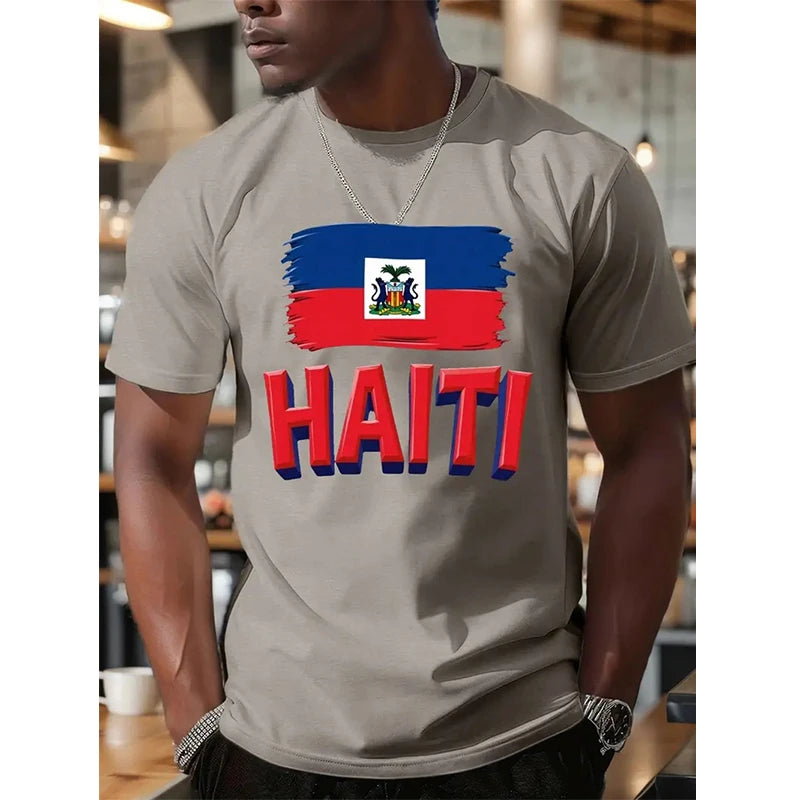 Haiti Football T-Shirt – Men's Haitian Flag Oversized Graphic Tee