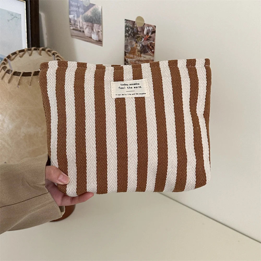 Stripe Cosmetic Bag Waterproof Women Cosmetic Bag Small Bag Storage Makeup Case,Travelling Pouch Organizer for Lady