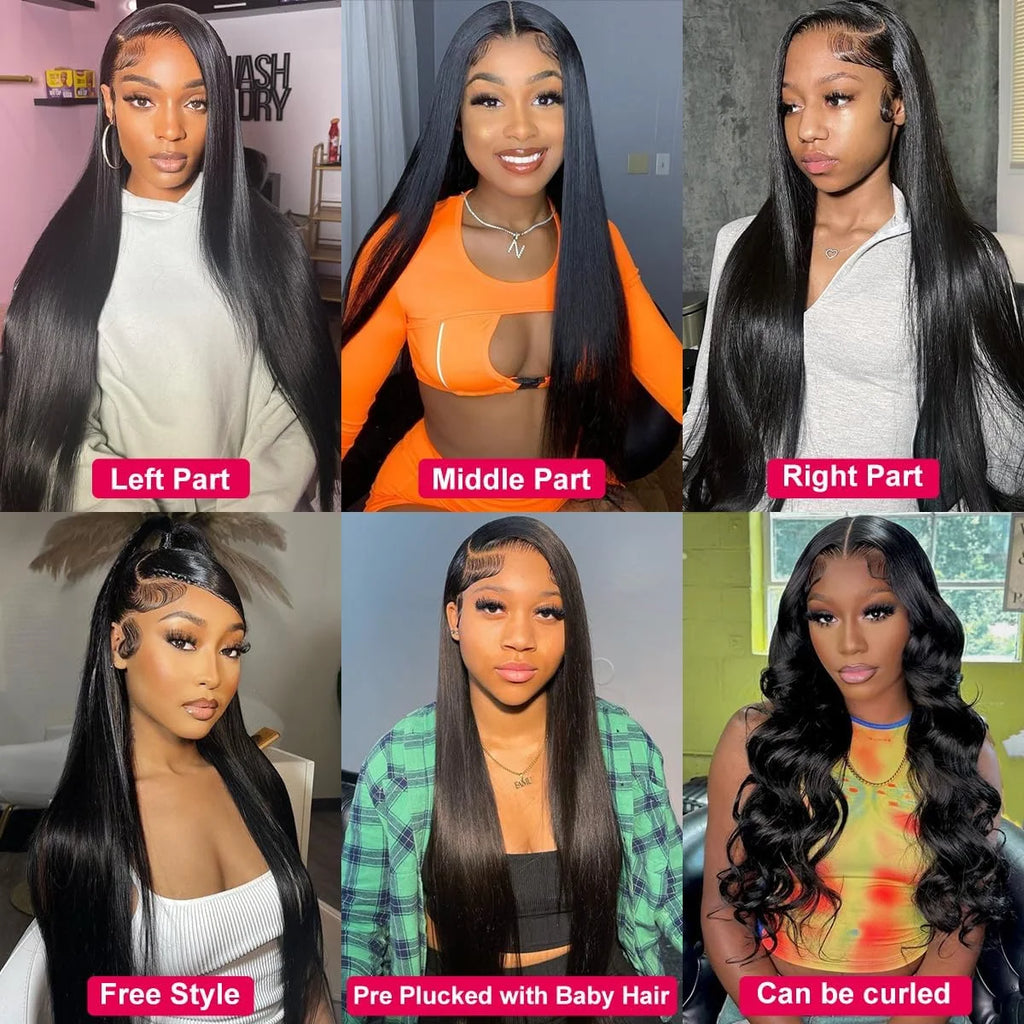 13x4 Bone Straight Lace Front Wig 13x6 Transparent Lace Closure Wig 38 40 Inch Human Hair Wigs For Women 360 Full Lace Front Wig