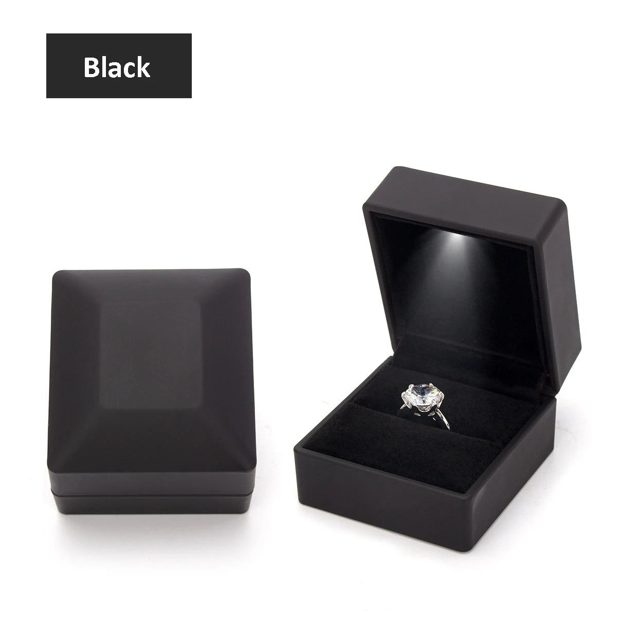 1 Pcs LED Jewelry Ring Box Luxury Velvet Rubber Necklace Pendant Gifts Display With Light For Proposal Engagement Wedding 2030