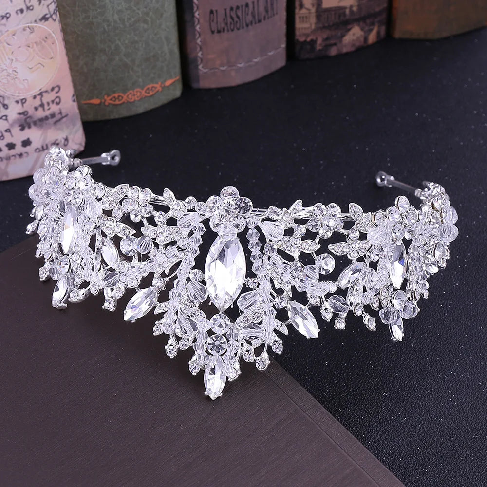 Bridal Jewelry Set – Crystal Rhinestone Wedding Crown, Tiara & Necklace for Brides