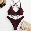 Plus Size V-Neck Drawstring Swimsuit – Women's Sexy One-Piece Bathing Suit