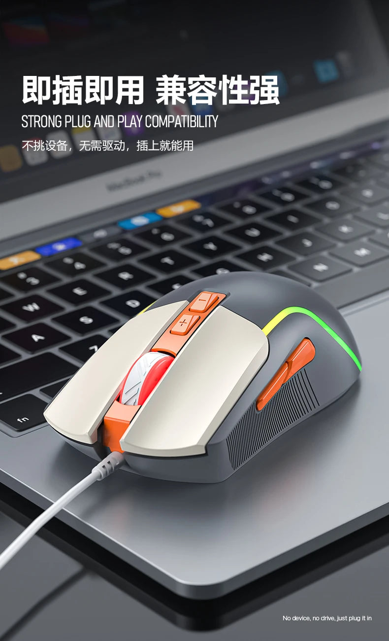 SMAILWOLF M18 RGB Gaming Mouse – Wired USB Ergonomic E-Sports Mouse for PC & Laptop