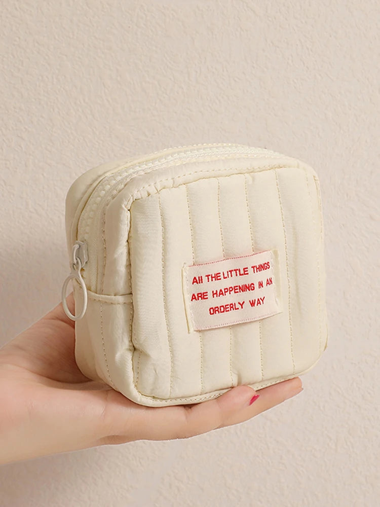 Square Small Makeup Bag Student Small Earphones Zero Wallet Girl Portable Lipstick Storage Bags Korean
