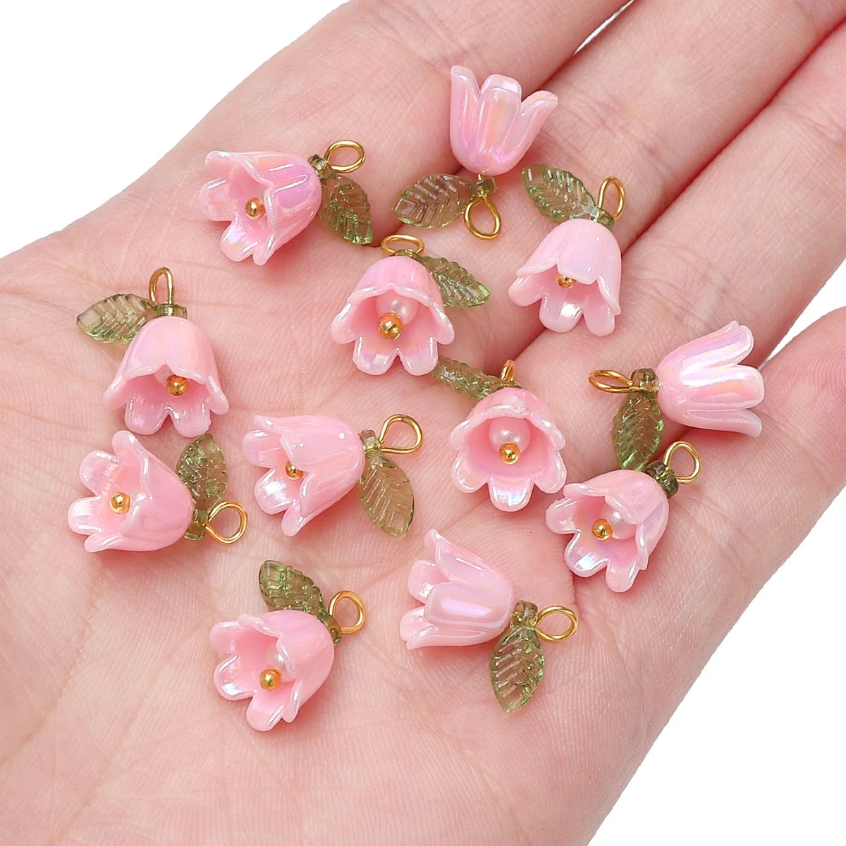 11x14mm 2-10Pcs acrylic lily of the valley flower bud beads plated with colored loose beads, handcrafted DIY making jewelry brac