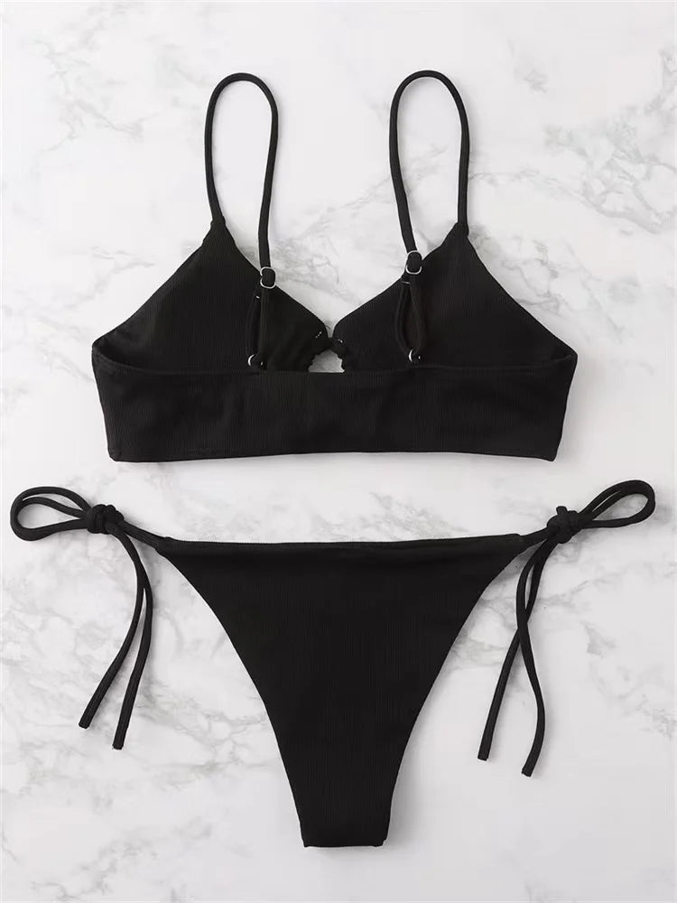 Low Waist Solid Brazilian Bikini Set – Women's 2-Piece Swimsuit
