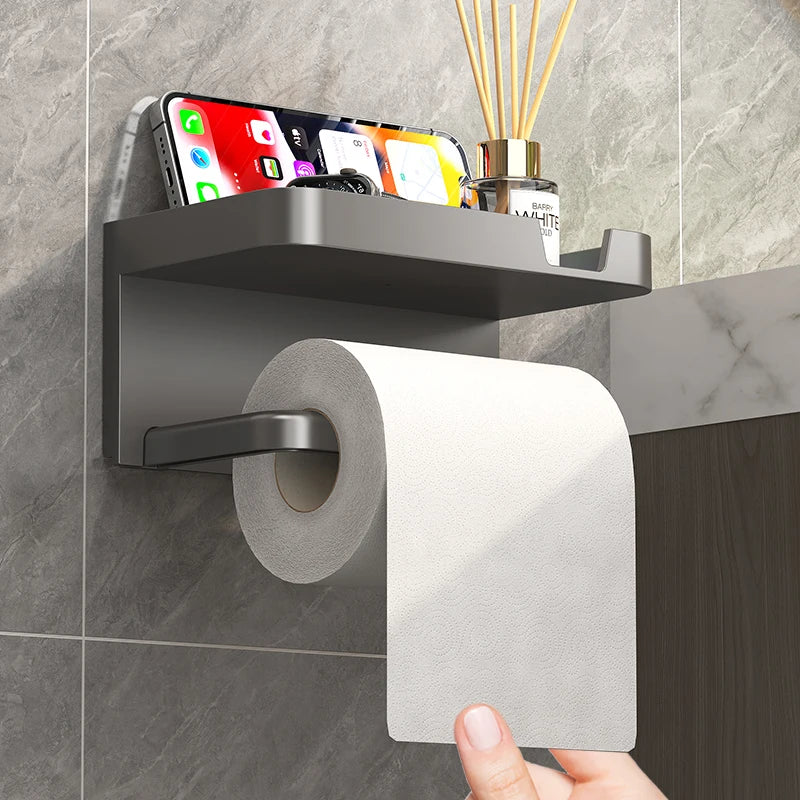 Wall Mounted Toilet Paper Holder – Rustproof Thickened Plastic Storage Rack for Bathroom & Kitchen