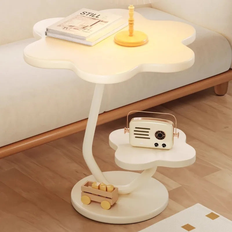 Cream Windblown Hair Coffee Table – Modern Minimalist Small Side Table for Living Room