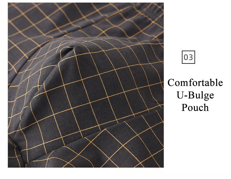 Men's Underwear Breathable Loose Mid Waist Sexy Plaid Homewear Panties Cotton Comfortable Boxer Shorts Elastic Mens Underpants