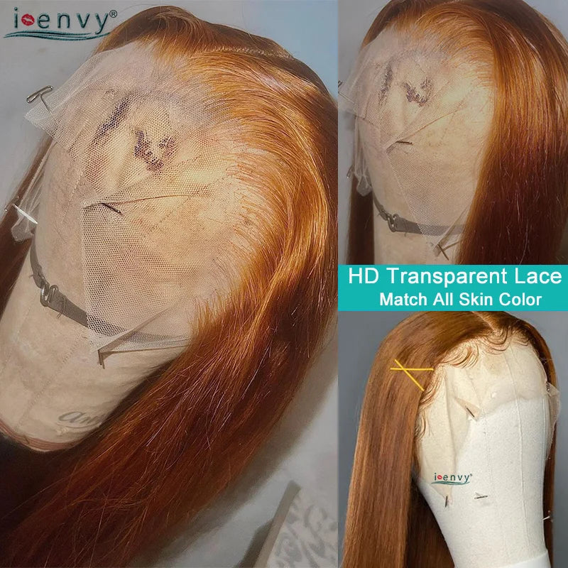 Ginger Blonde Lace Front Wigs Wear & Go 28inch Peruvian 13*1 Part Lace Front Human Hair Wig Remy 180% Colored Lace Wig Burgundy