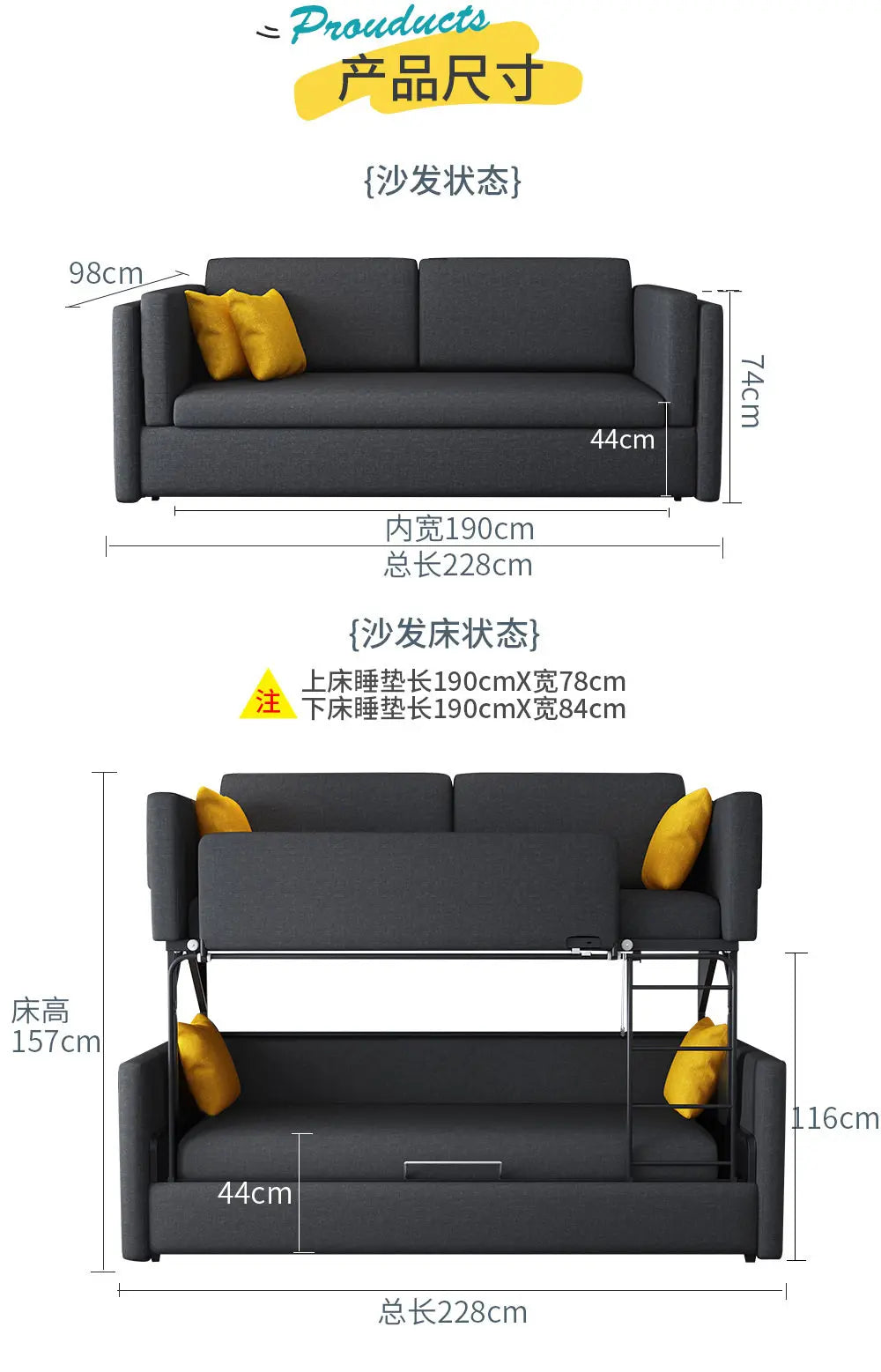 Apartment Multifunctional Sleeper Sofa – Luxury Comfortable Soft Adults Sofa
