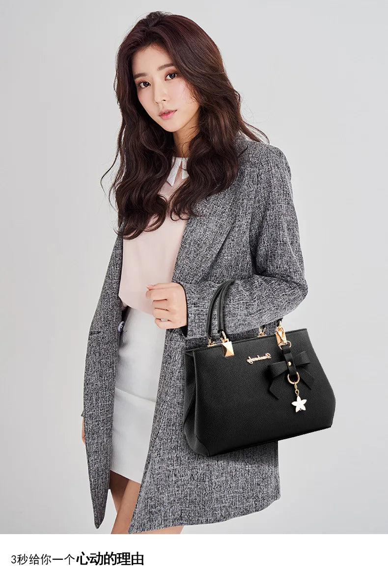 Yogodlns Elegant Women Messenger Bags with flower pendant Office Ladies Totes Pure Leather Handbag for female Crossbody Shoulder