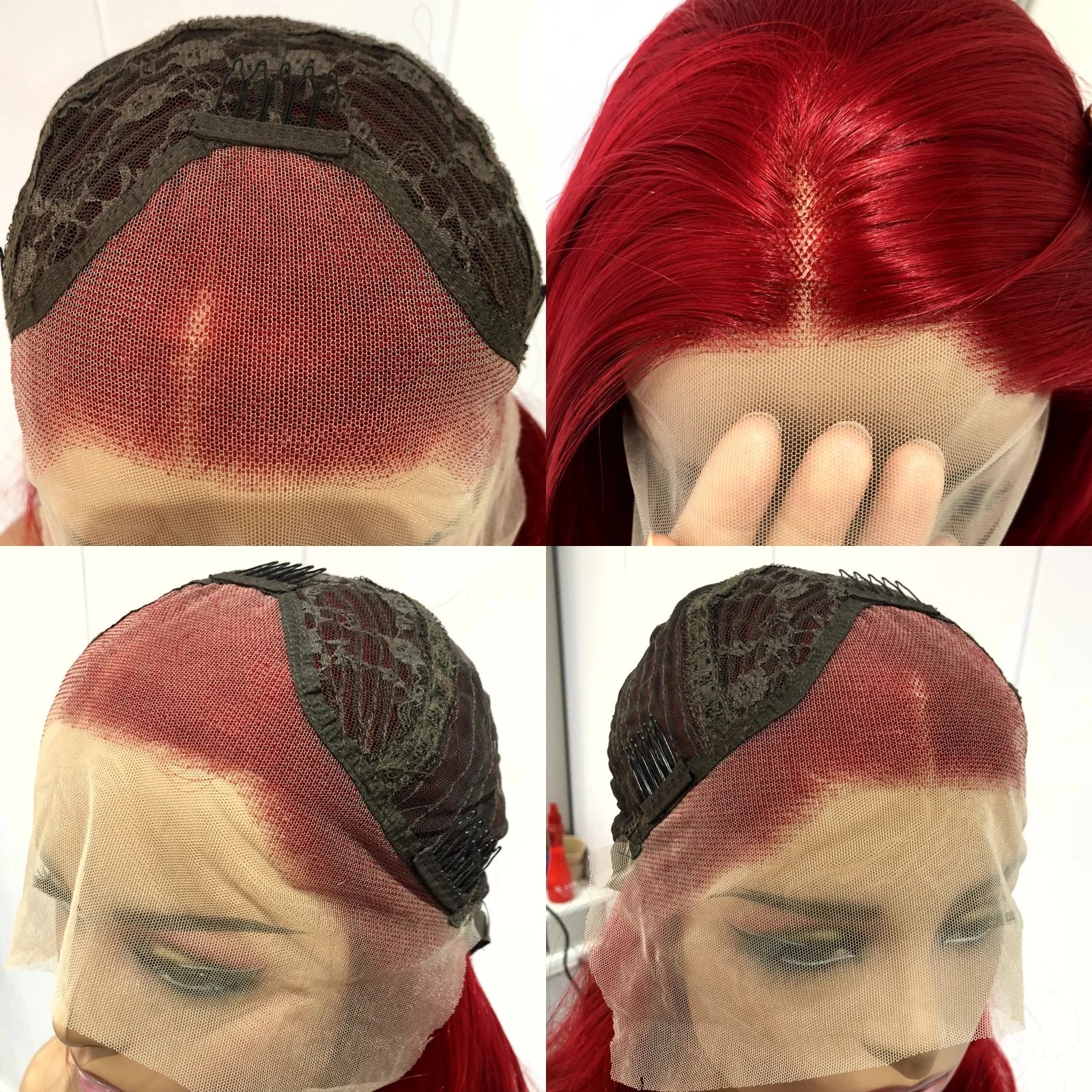 Red Wigs Long Wavy Wig for Women Synthetic Middle Part Natural Curly Body Wave Heat Resistant Fiber Wig for Daily Party Cosplay