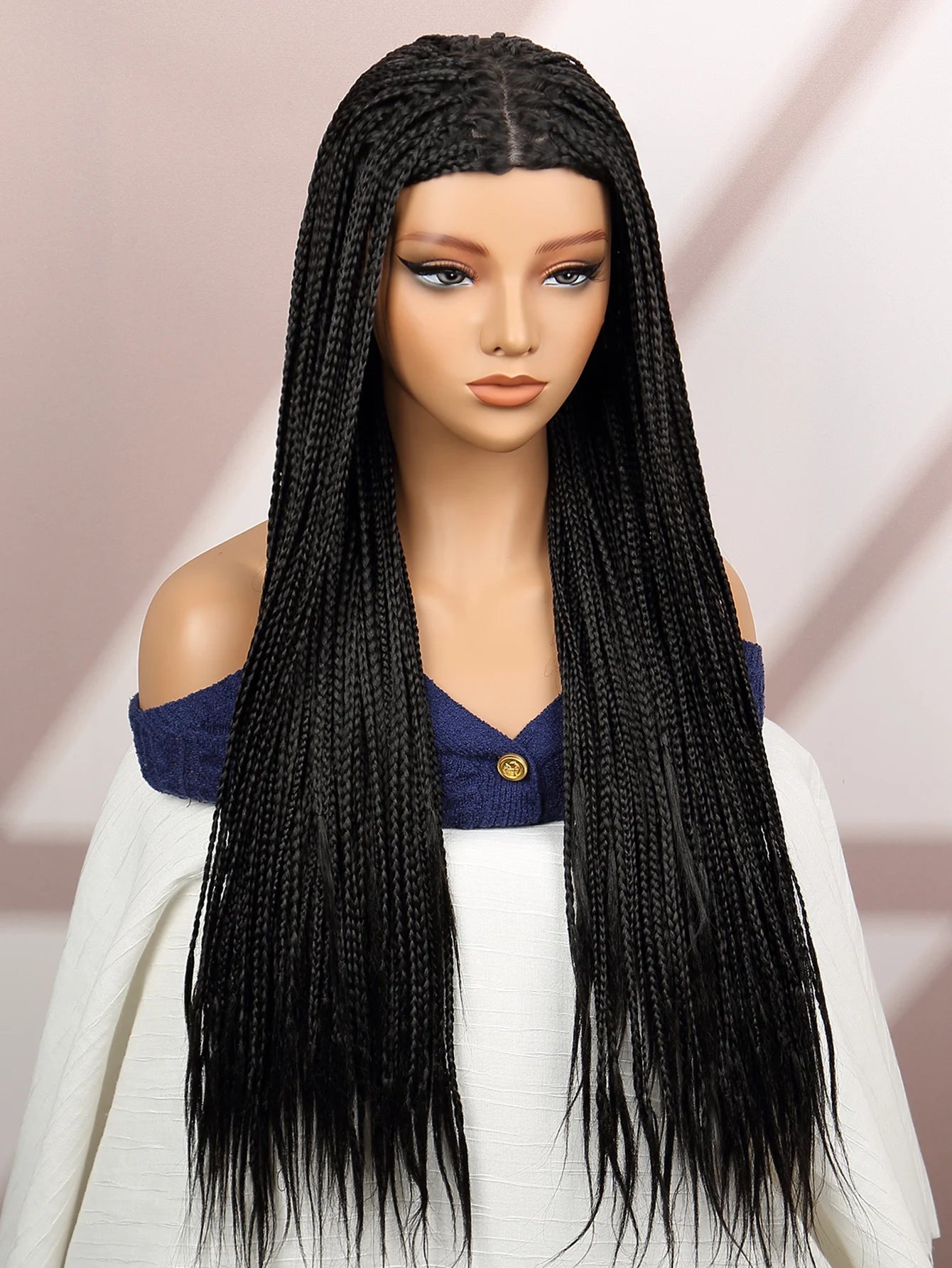 Premium Synthetic Braided Wigs Ombre Colors Protective Style Machine Made Braided Wig 32 inch Long Wigs For Black Women