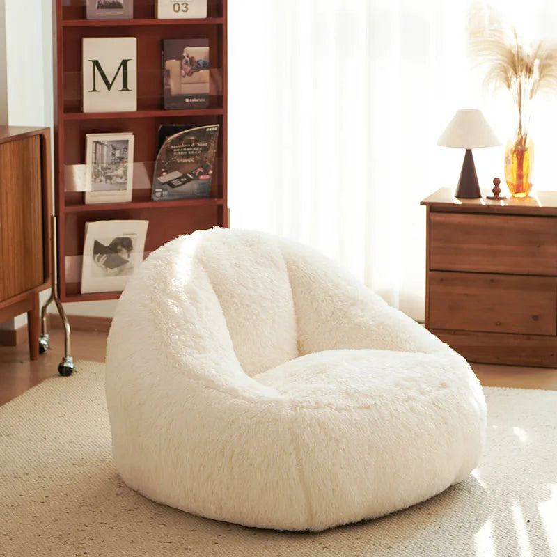 Cute White Nordic Children's Sofa – Recliner Lazy Puff for Kids' Living Room