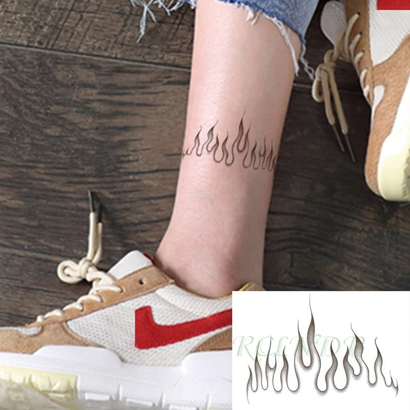 Anime Fire Flame Temporary Tattoo – Waterproof Flash Tattoo for Kids, Men & Women