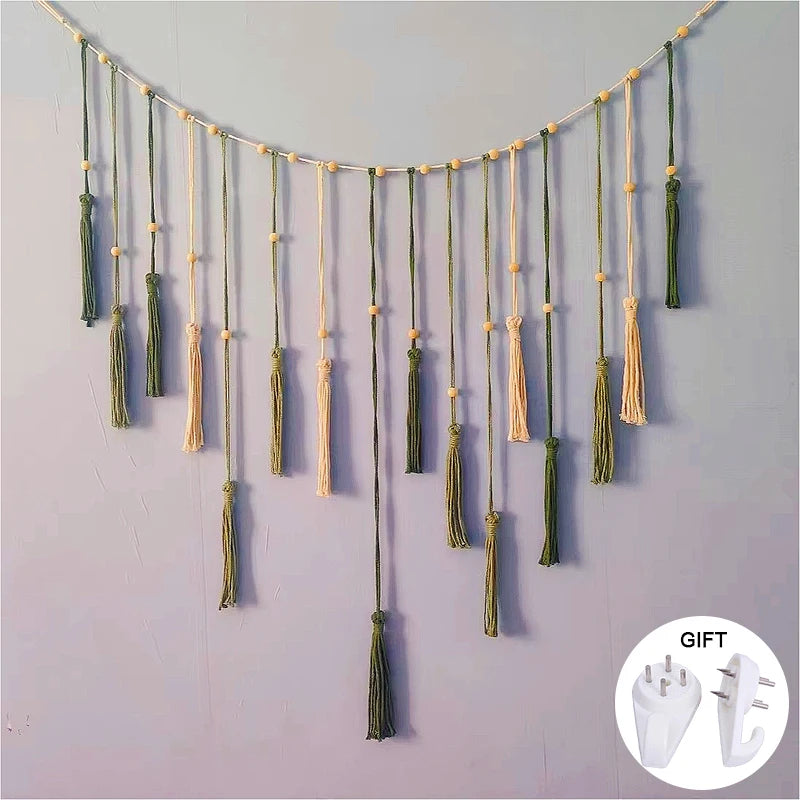 Boho Macrame Leaf & Feather Wall Hanging | Handmade Tapestry Wall Art | Living Room Bedroom Boho Home Decor