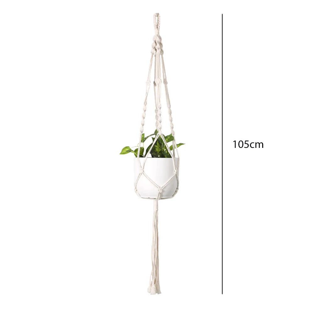 Garden Plant Hanging Basket Cotton Rope Hanger Plant Flower Basket Pot Planter Hanger Handmade Macrame Pot Pocket Home Decor 1pc