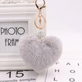 Soft Rabbit Fur Love Zircon Ball Charm Key Chain Jewelry for Women Colorful Love Key Ring Accessories Bags Keychains for Girls