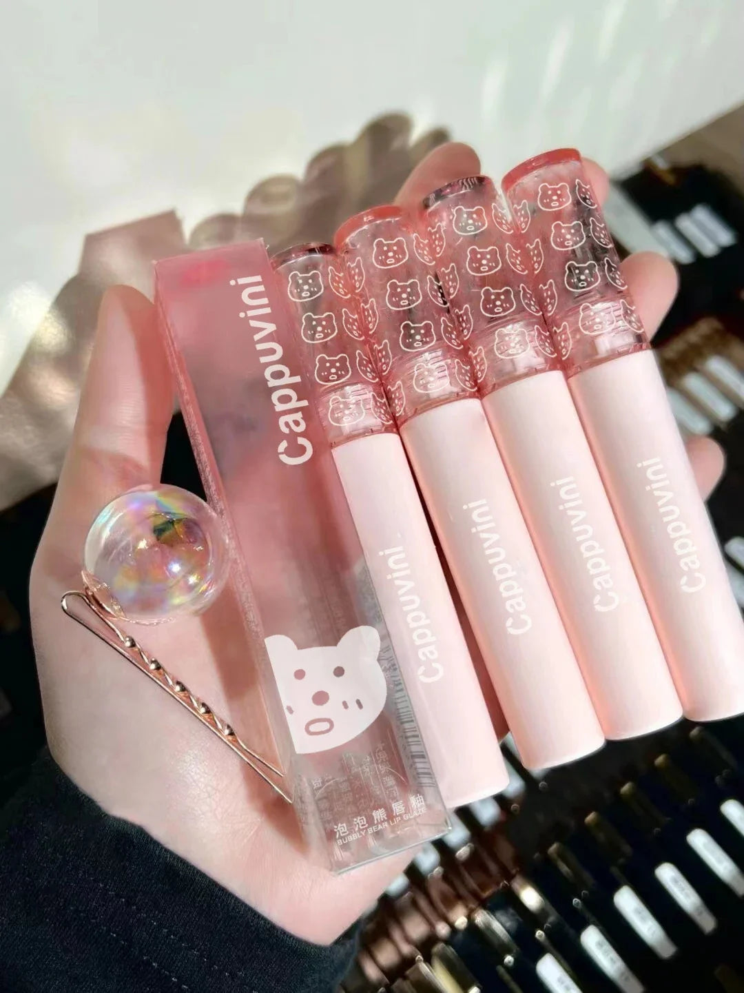 Cherry Pink Mirror Water Lip Gloss Lip Glaze Transparent Glass Lip Oil Waterproof Liquid Lipstick Nude Brown Clear Tint Makeup