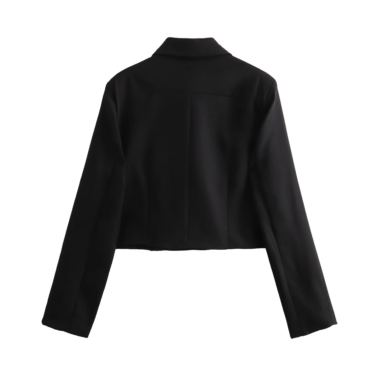 Women's Solid Office Jacket – Long Sleeve Button Coat with Pockets