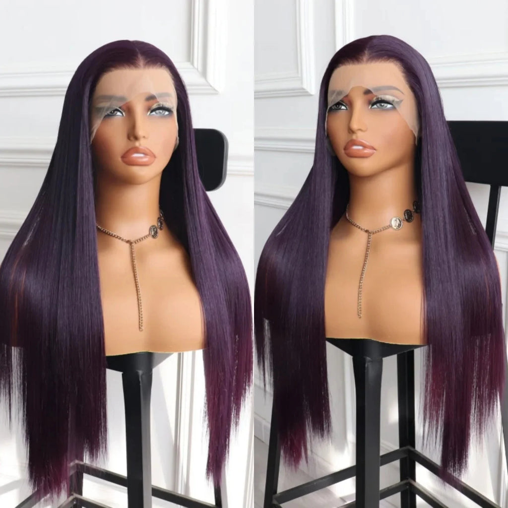 13X4 Brown Wig Long Straight Synthetic Hair Lace Front Wig Natural Light Brown Brunette Colored Lace Frontal Wigs for Women