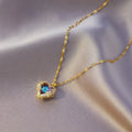Top Luxury Colorful Crystal Ocean Heart Pendant Necklace for Women Trendy 316L Stainless Steel Jewelry Female Wedding Neck Chain