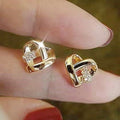 Women's Trendy Wedding Jewelry Eternal Heart Stud Earrings Fashionable Heart-Shaped Earrings in Silver/Gold