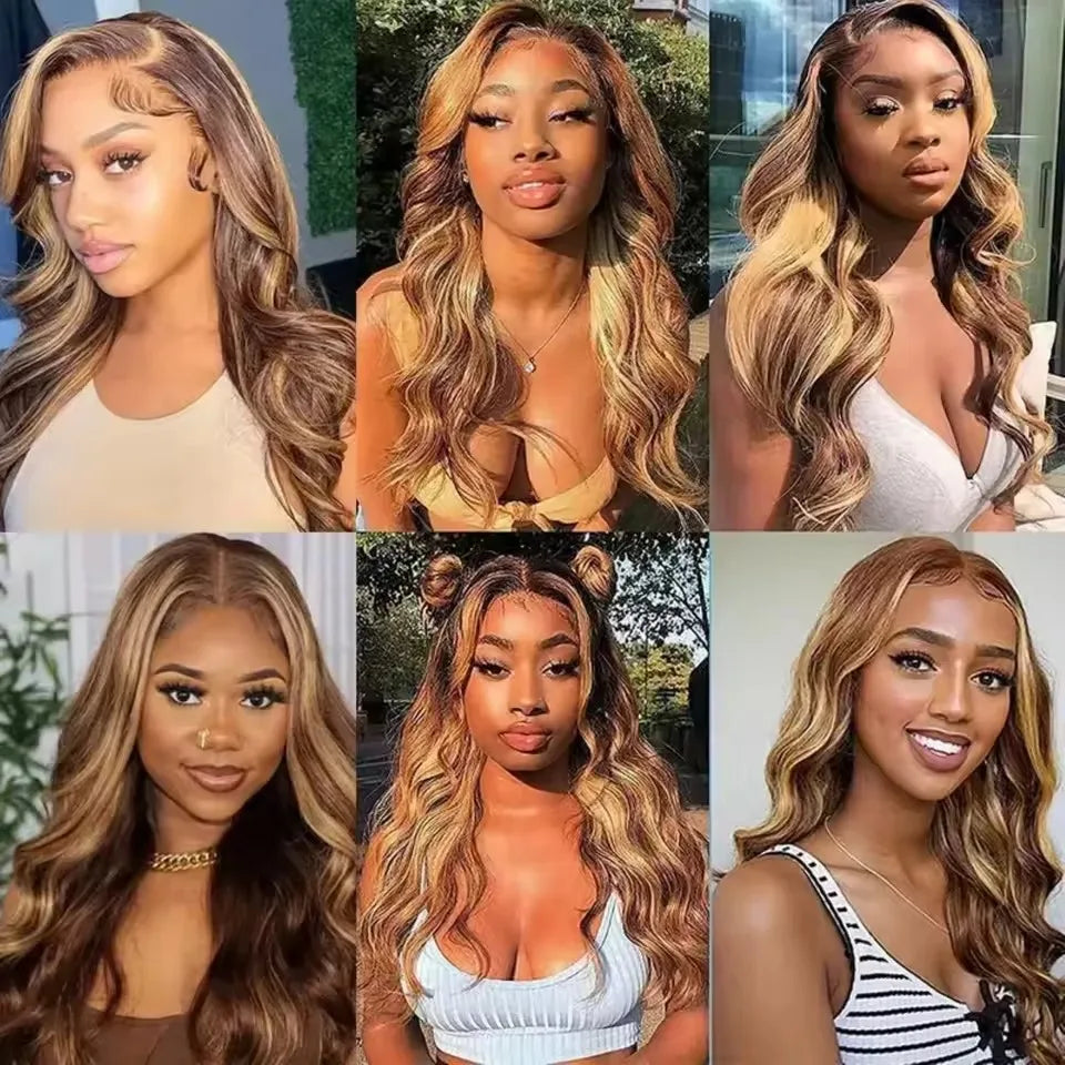 4/27 Blonde Pre Plucked Wigs 13x6 Hd Transparent Body Wave Lace Front Wig Colored Highlight Human Hair Wigs For Women Brazilian