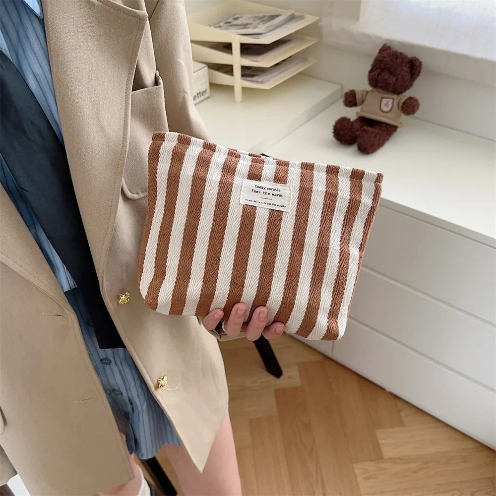 Stripe Cosmetic Bag Waterproof Women Cosmetic Bag Small Bag Storage Makeup Case,Travelling Pouch Organizer for Lady