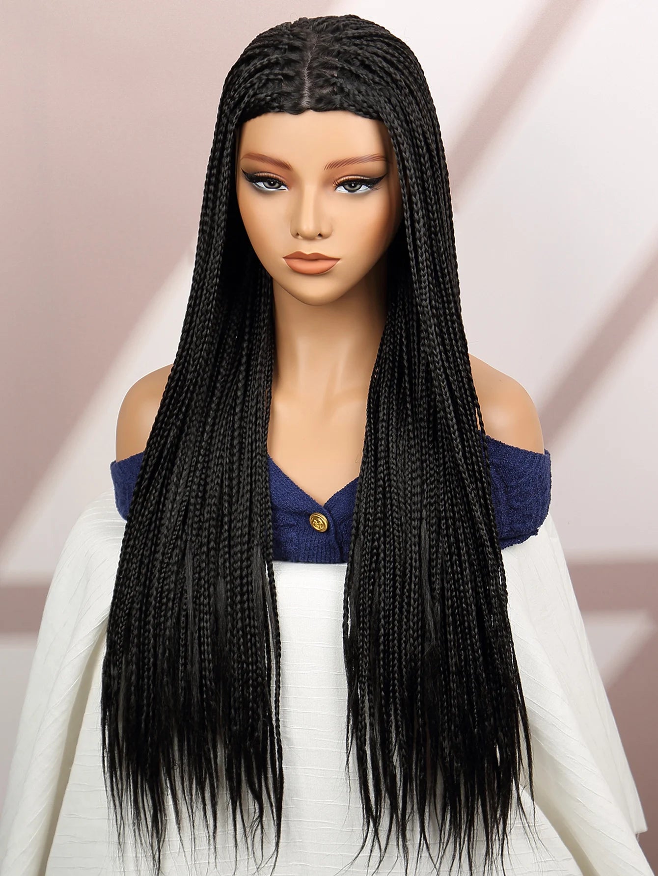 Premium Synthetic Braided Wigs Ombre Colors Protective Style Machine Made Braided Wig 32 inch Long Wigs For Black Women