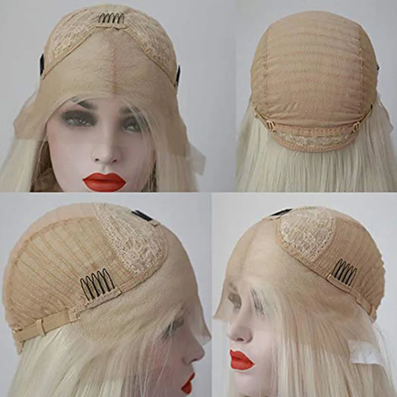 AIMEYA Yellow Loose Wave Wig Synthetic Lace Front Wig Natural Hairline Daily Use Cosplay Wig Heat Resistant Fiber Hair