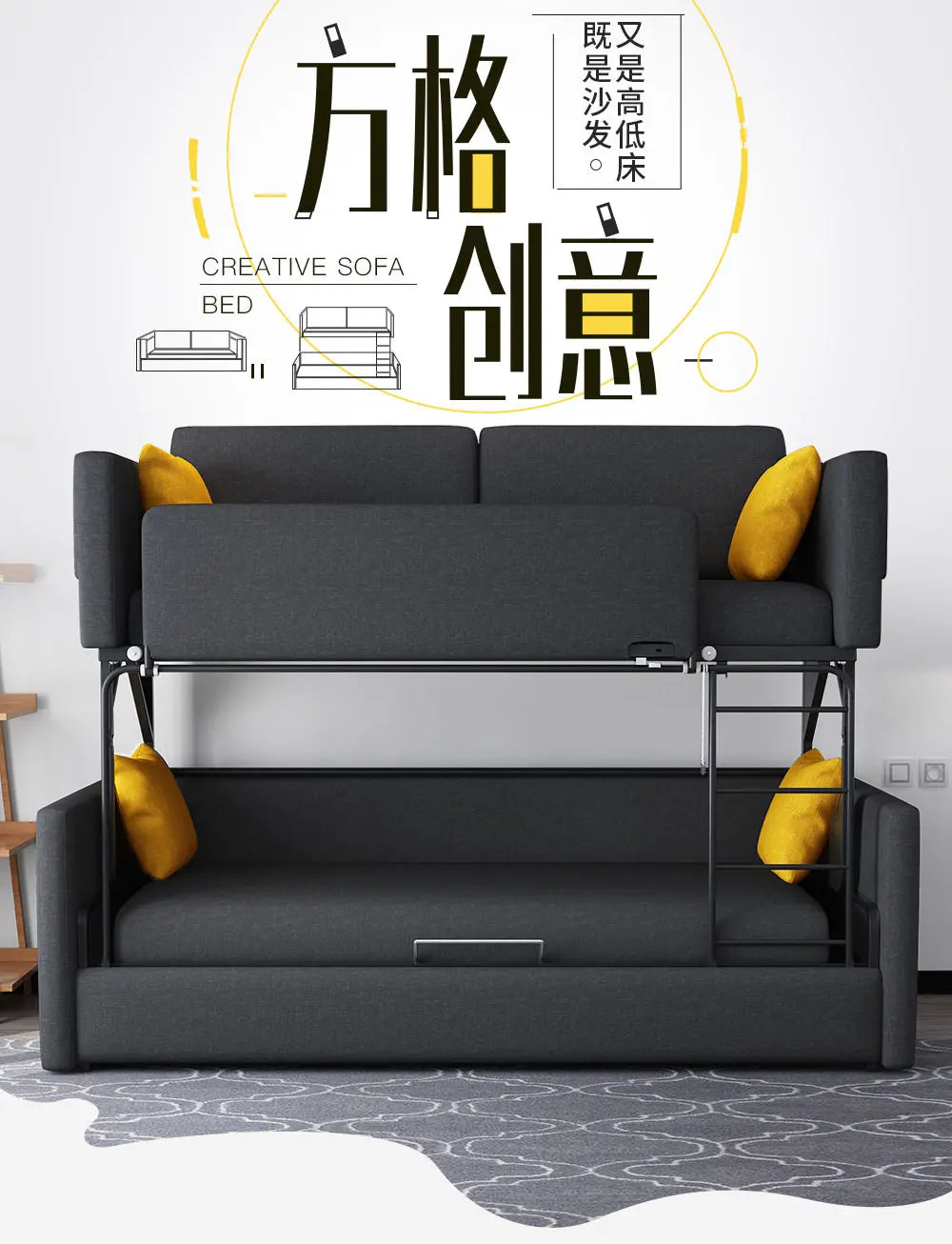 Apartment Multifunctional Sleeper Sofa – Luxury Comfortable Soft Adults Sofa