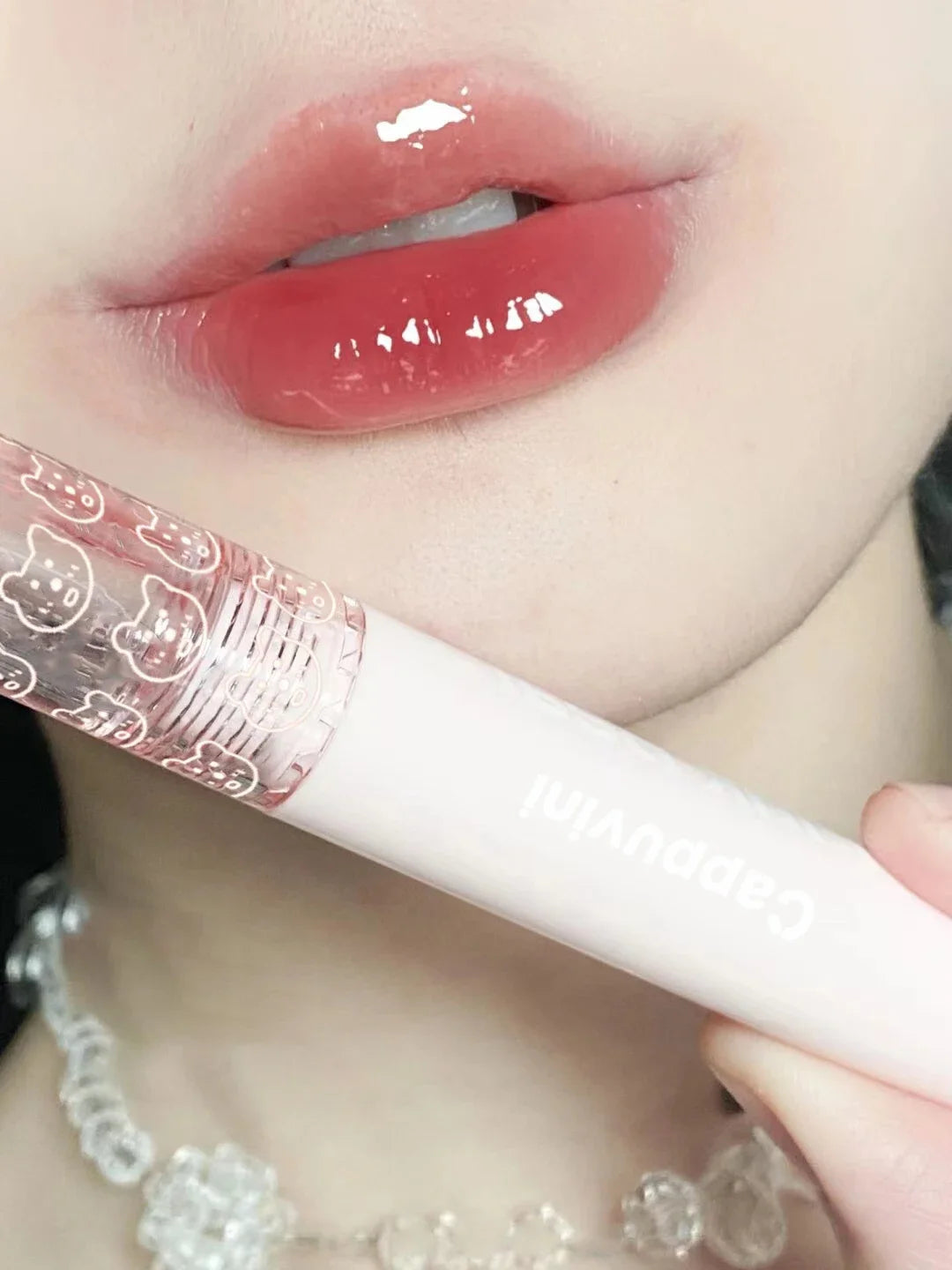 Cherry Pink Mirror Water Lip Gloss Lip Glaze Transparent Glass Lip Oil Waterproof Liquid Lipstick Nude Brown Clear Tint Makeup