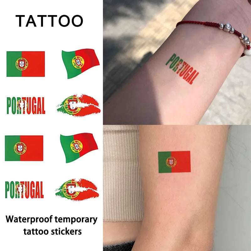 Portugal Flag Temporary Tattoo Sticker, Long-lasting Waterproof, Realistic Non-reflective Fake Tattoo, for Men and Women