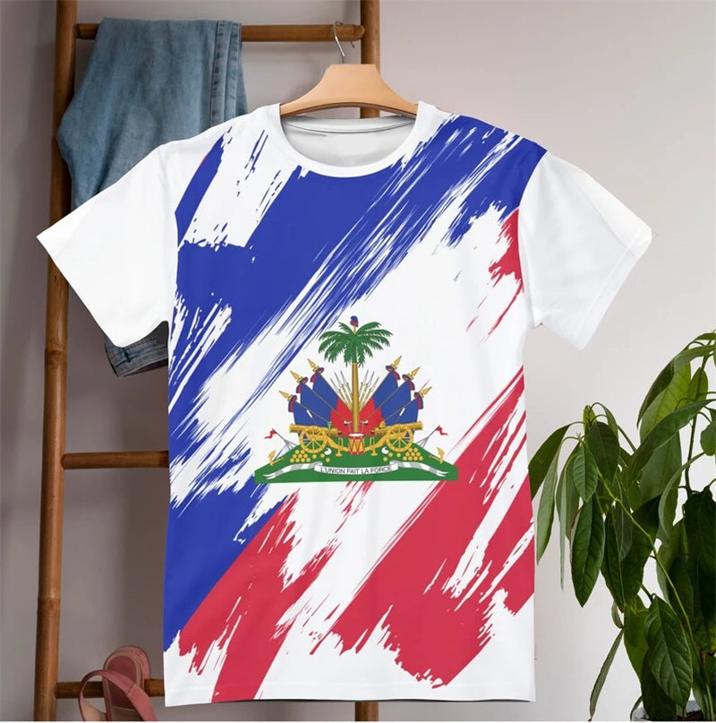Haiti Flag 3D Print T-Shirt – Quick Dry Sports Tee for Men & Women