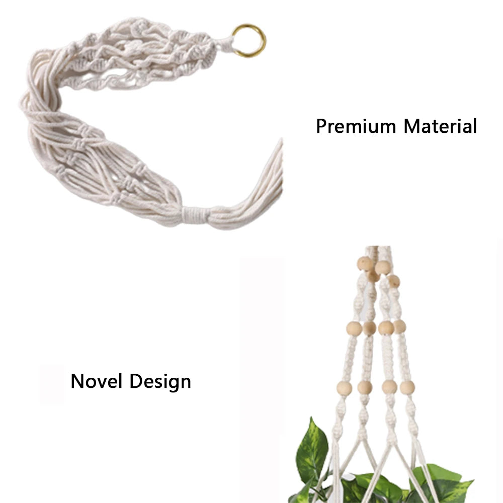 Garden Plant Hanging Basket Cotton Rope Hanger Plant Flower Basket Pot Planter Hanger Handmade Macrame Pot Pocket Home Decor 1pc