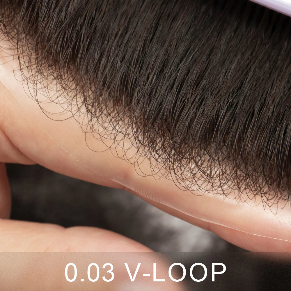 Wig Man Men's Capillary Prosthesis 100% Human Hair Wigs Men Toupee 0.03mm 90% 100% Density V Loop Human Hair Toupee For Men