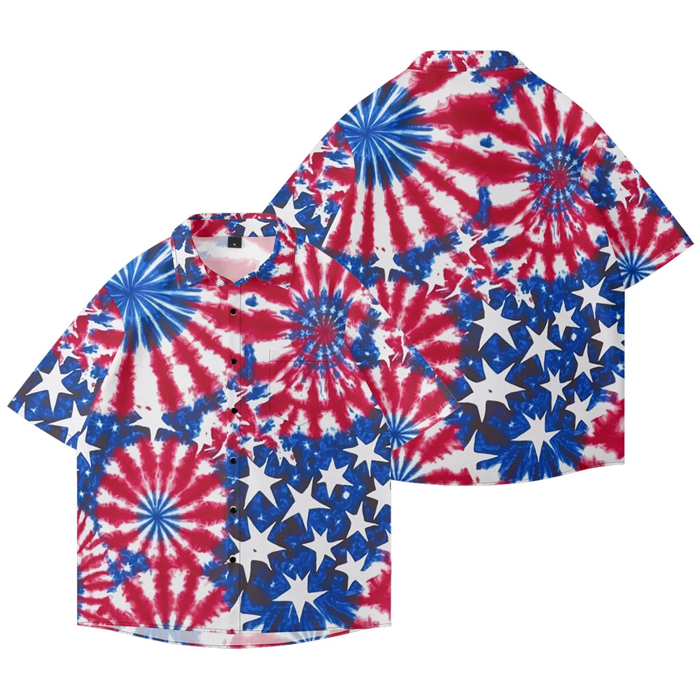 Men's American Flag Hawaiian Shirt – 4th of July Button-Up
